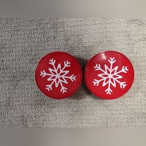 Set Of Two Christmas Plastic Storage Containers  - 6" Diameter By 3" Tall